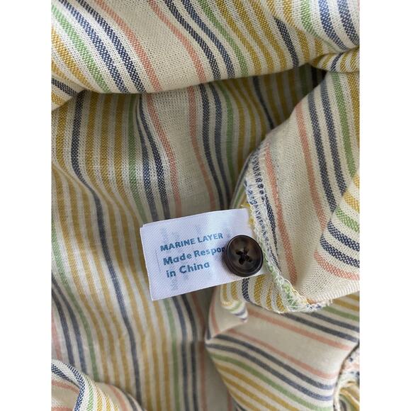 Marine Layer Linen Laney Mini Dress Beachy Stripe XL Removable Braided Belt - Picture 7 of 9